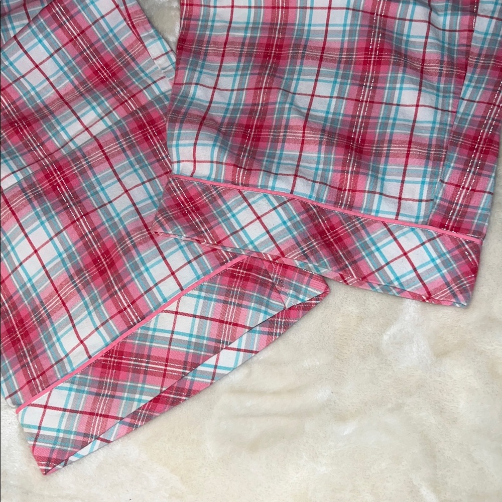VICTORIA’S SECRET  🛌😴 LK NW COTTON PINK RED BLUE PLAID PAJAMAS Petite XL Short - Picture 7 of 10